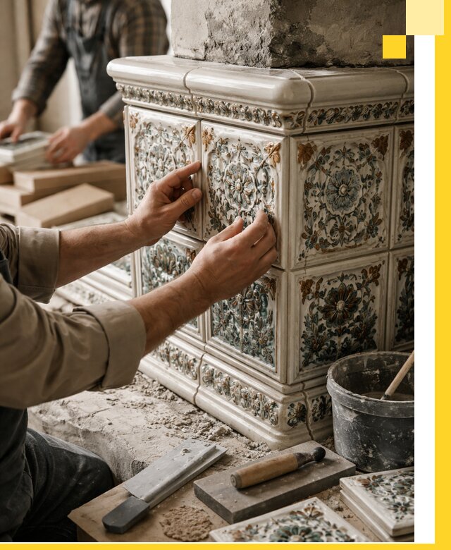 Изразцовые камины под ключ в Петрозаводске: проект и монтаж