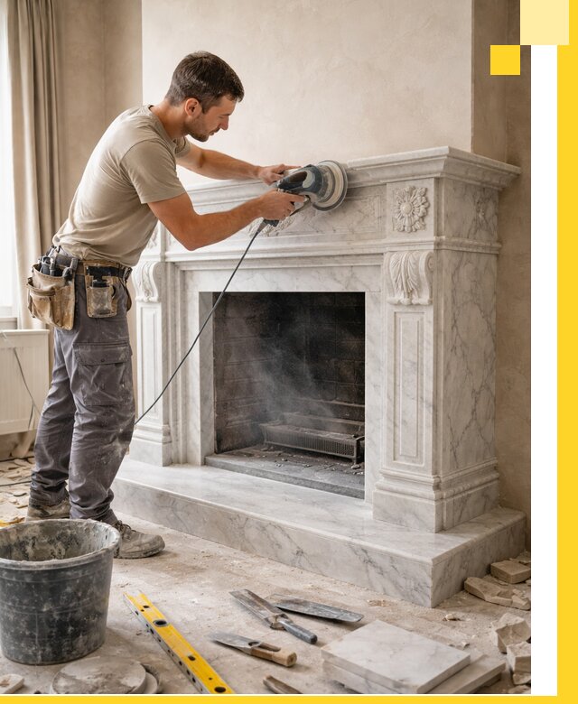 Изготовление и установка мраморных каминов в Петрозаводске под ключ