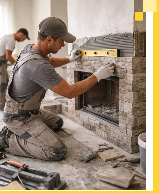 Облицовка каминов в Петрозаводске, монтаж и отделка натуральным камнем