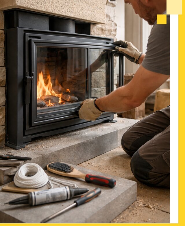 Производство, монтаж и доставка каминов со стеклом в Петрозаводске