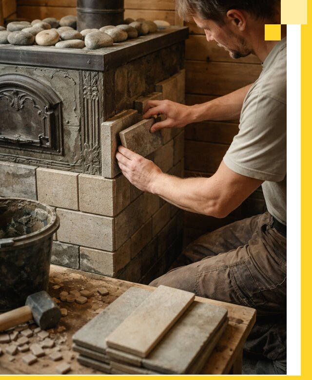 Облицовка банных печей в Петрозаводске профессиональная отделка