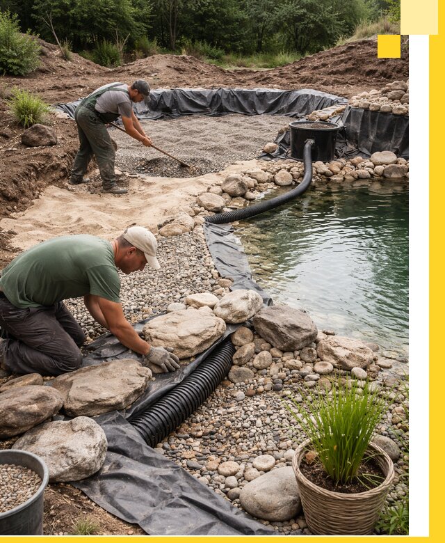 Строительство природных бассейнов и озер в Петрозаводске под ключ
