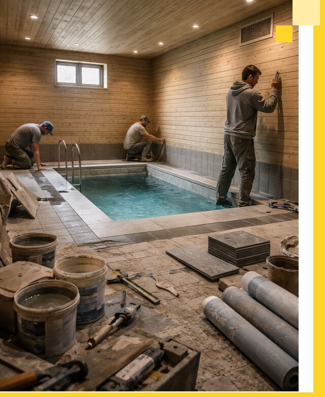 Строительство бани с бассейном и сауной под ключ в Петрозаводске