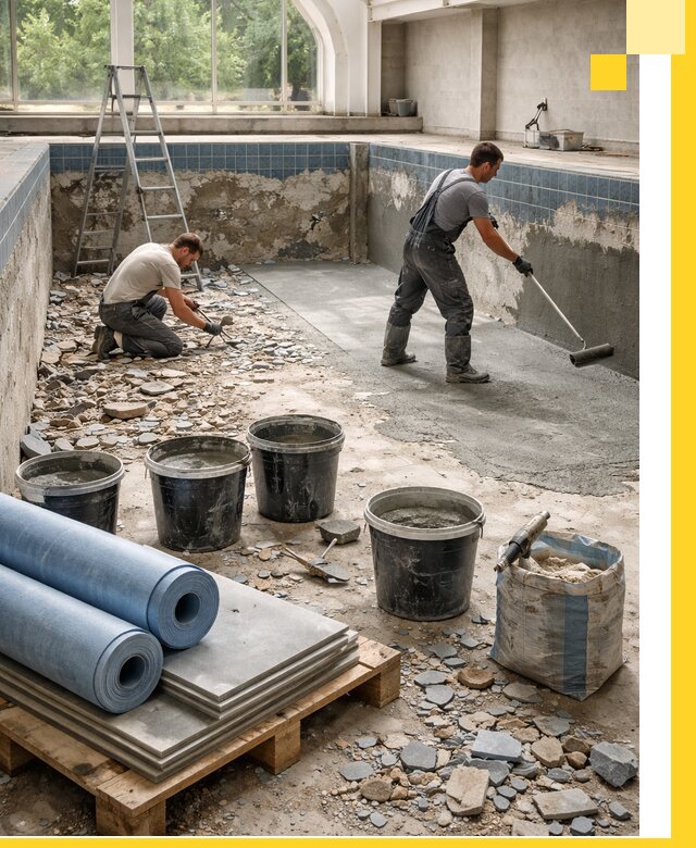 Реконструкция бассейнов в Петрозаводске: ремонт, гидроизоляция