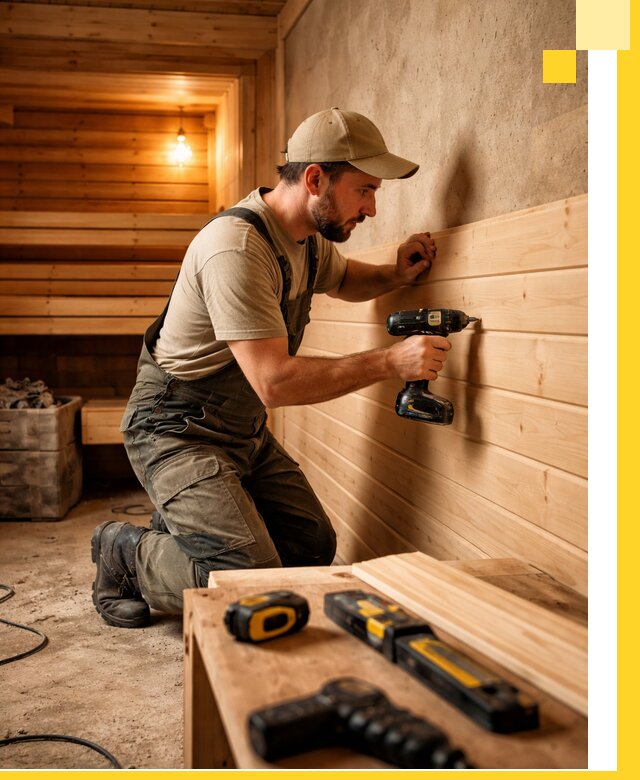 Профессиональная внутренняя отделка бани в Петрозаводске под ключ