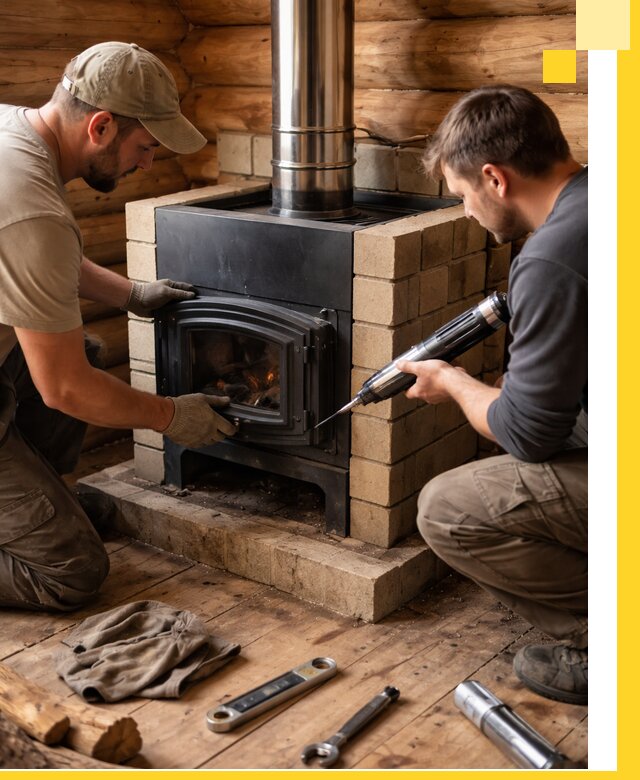 Монтаж и установка печи в бане под ключ с гарантией в Петрозаводске