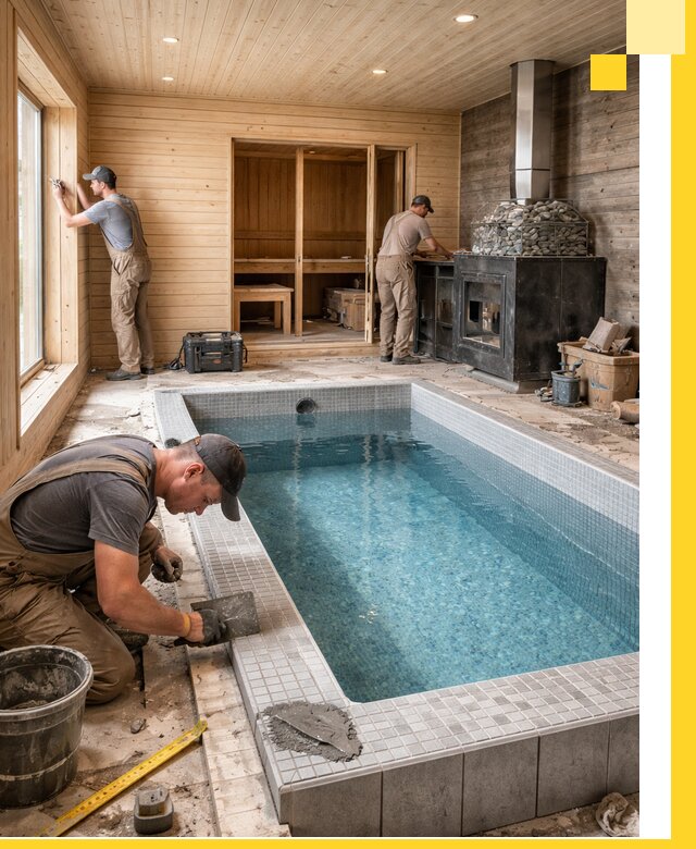 Проект бани с бассейном и сауной в Петрозаводске под ключ