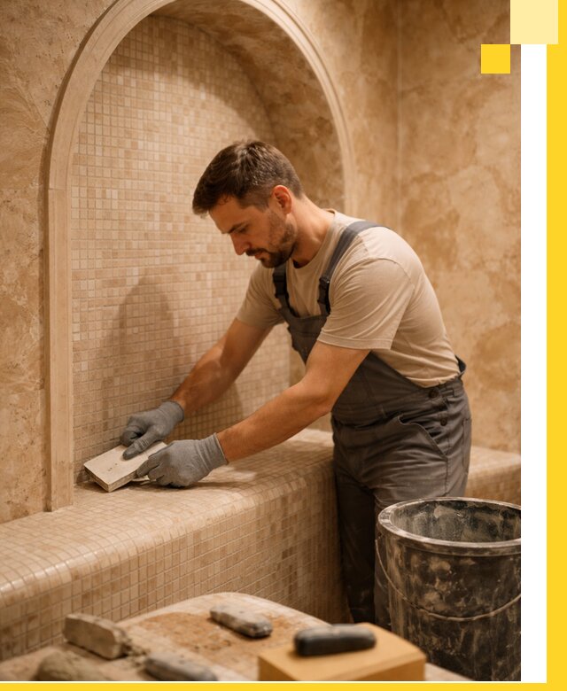 Профессиональная отделка хамамов с мозаикой под ключ в Петрозаводске