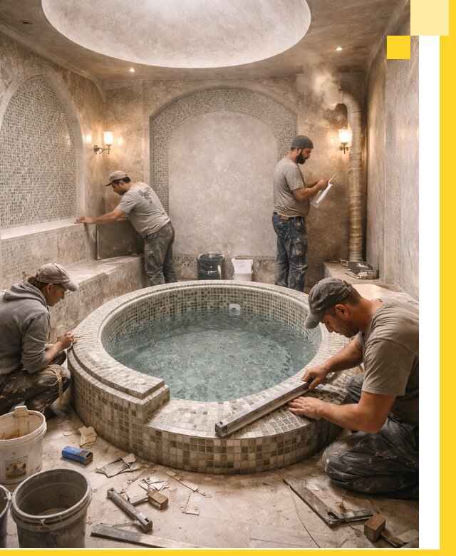 Профессиональное строительство хамама с бассейном в Петрозаводске под ключ