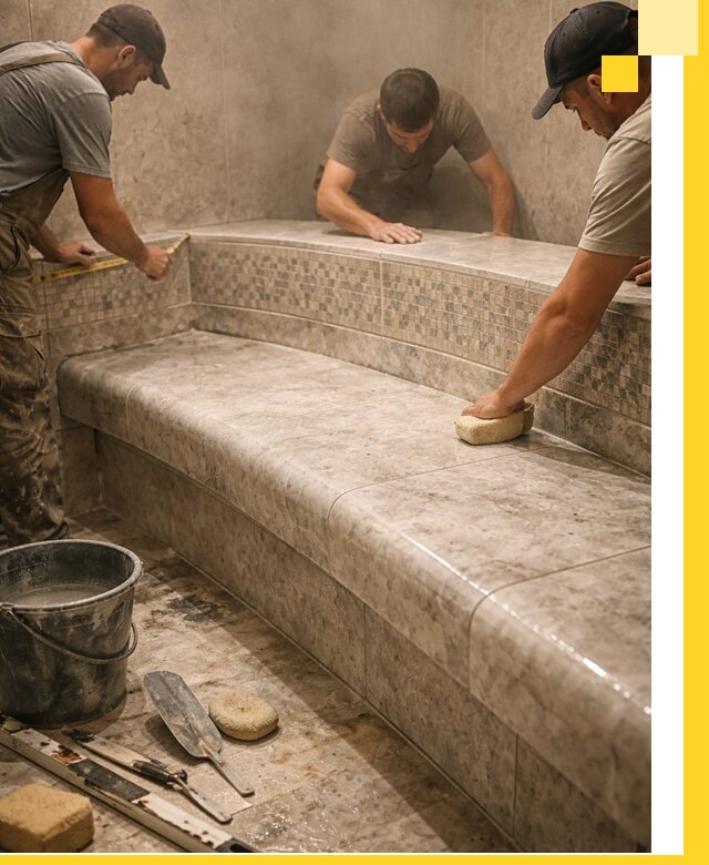 Изготовление и установка сидений для хамама в Петрозаводске