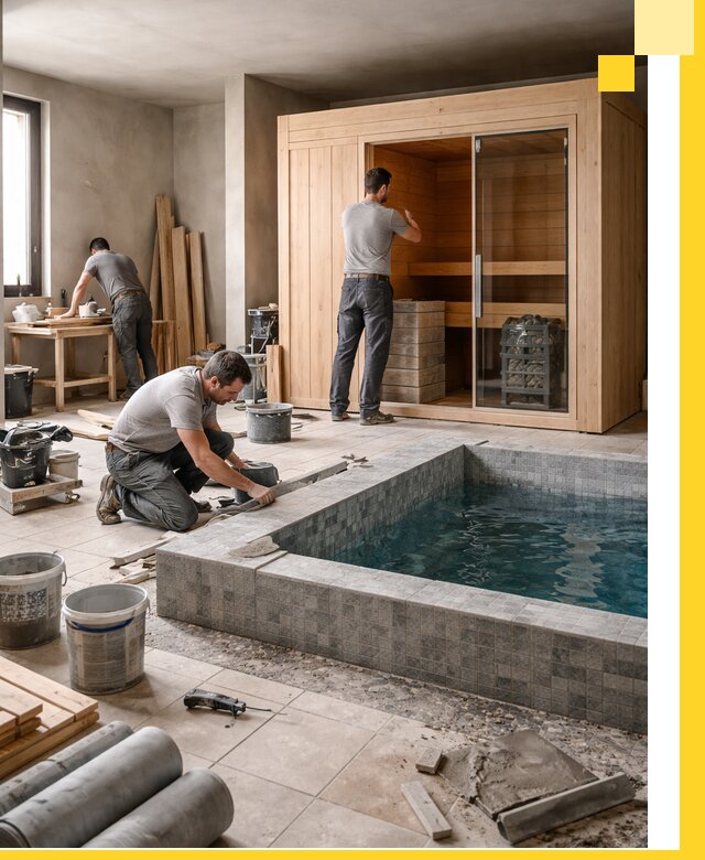 SPA зоны под ключ с бассейном сауной и печью в Петрозаводске